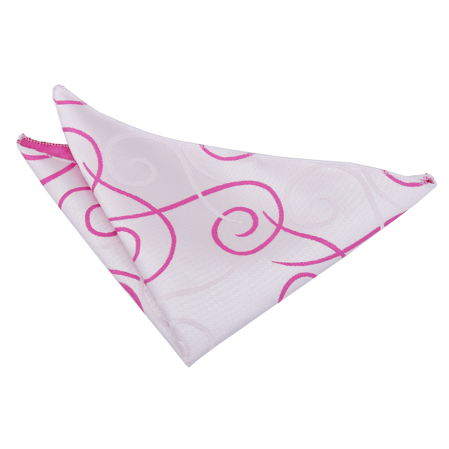 Scroll White & Hot Pink Handkerchief / Pocket Square