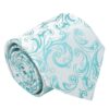White And Teal Filigree Tie