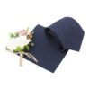 Navy Blue Plain Matte Tie And Pocket Square Set