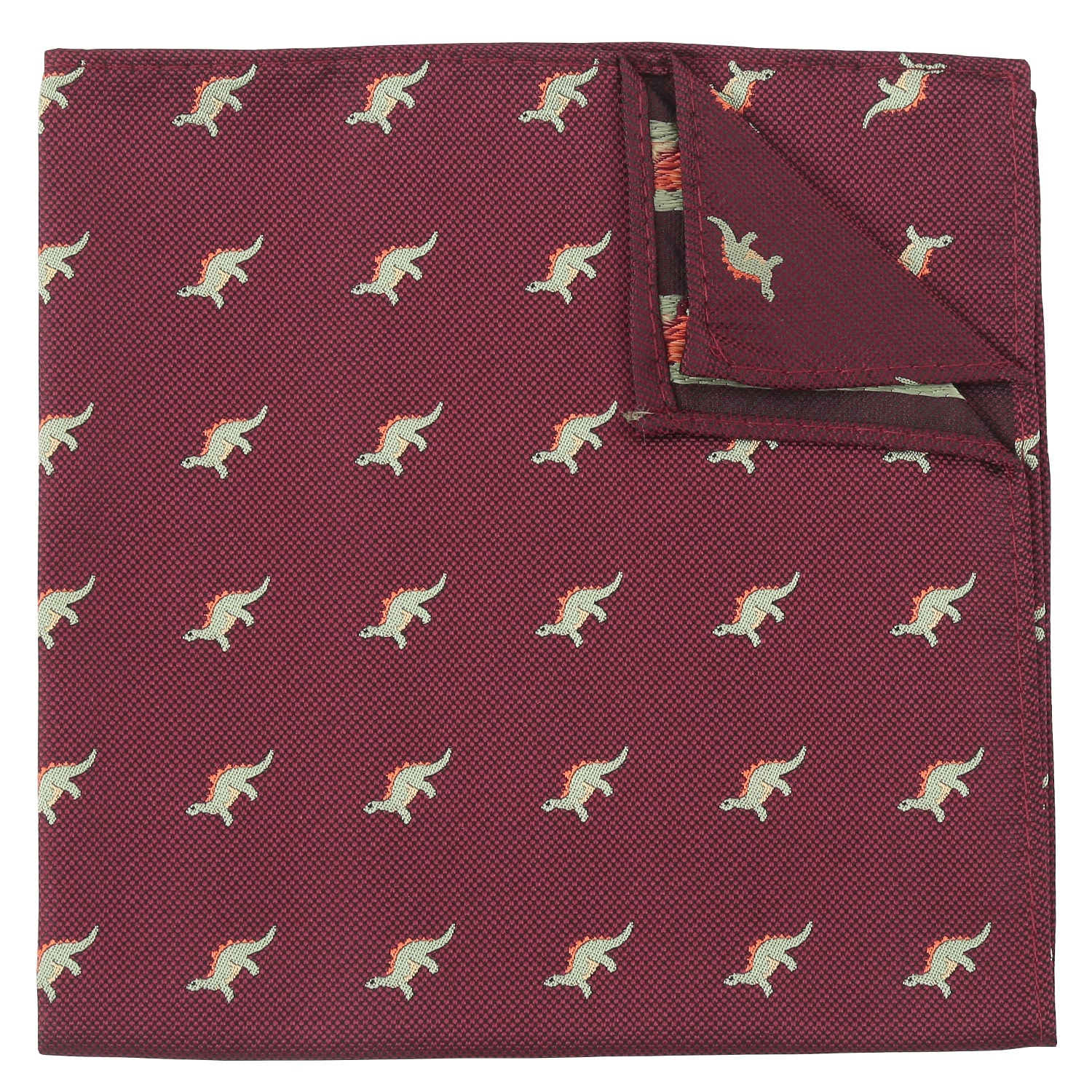Burgundy Brontosaurus Dinosaur Embroidered Pocket Square Burgundy Brontosaurus Dinosaur Embroidered Pocket Square