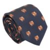 Navy Blue Pomeranian Dog Embroidered Tie