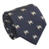 Navy Blue Pug Dog Embroidered Tie
