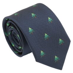 Navy Blue Christmas Tree Regular Tie for Boys