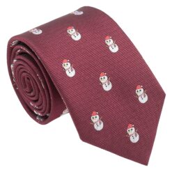 Burgundy Snowman Regular Tie for Boys Burgundy Snowman Regular Tie for Boys
