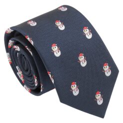 Navy Blue Snowman Regular Tie for Boys Navy Blue Snowman Regular Tie for Boys