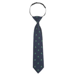 Navy Blue Christmas Tree Elasticated Tie For Boys
