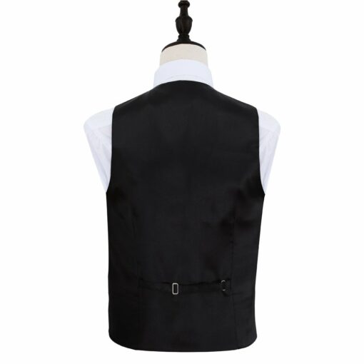 DQT Swirl Patterned Black & Blue Mens Wedding Waistcoat & Cravat Set 