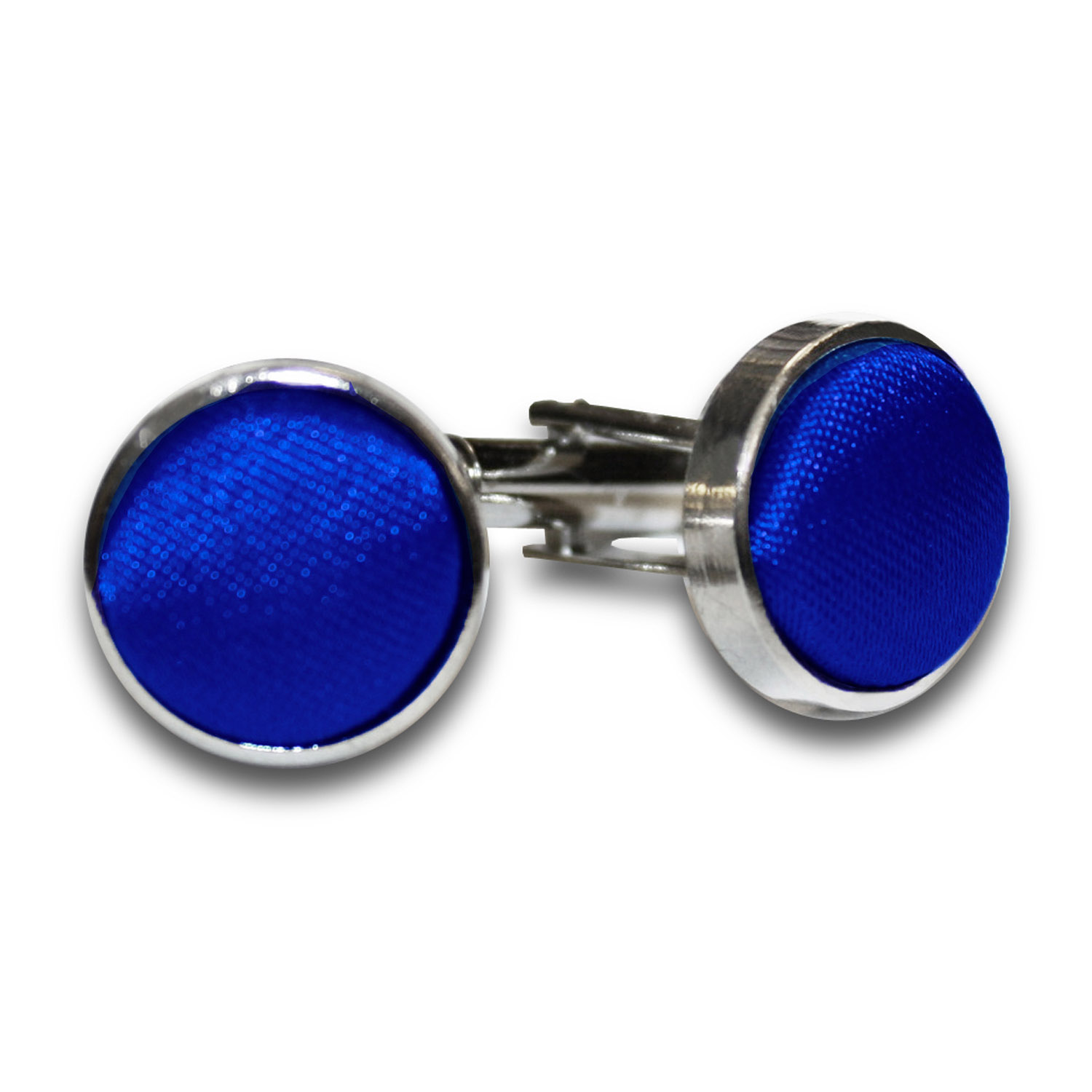 Royal Blue Mens Cufflinks Plain Solid Brass Fabric Inlay Cuff Links by