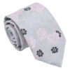 Silver and Pink Floral Rose Regular Tie for Boys
