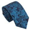 Teal Floral Rose Regular Tie for Boys