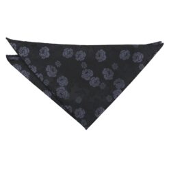 Black and Charcoal Floral Rose Pocket Square