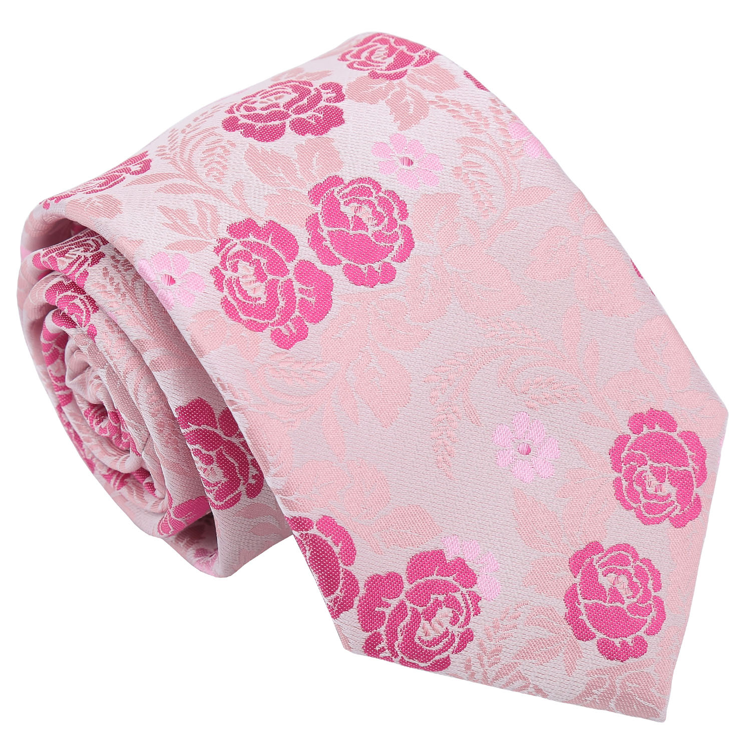 Pink Floral Rose Modern Classic Tie