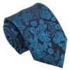 Teal Floral Rose Tie