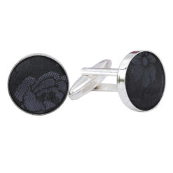Black and Charcoal Floral Rose Cufflinks