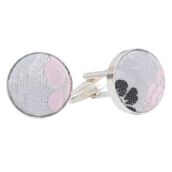 Silver and Pink Floral Rose Cufflinks Silver and Pink Floral Rose Cufflinks