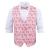 Pink Floral Rose Wedding Waistcoat and Bow Tie Set