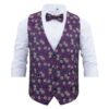 Purple and Yellow Floral Rose Wedding Waistcoat and Bow Tie Set