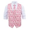 Pink Floral Rose Wedding Waistcoat and Tie Set