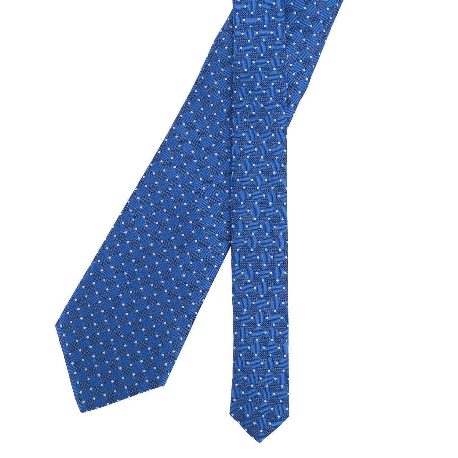 Royal Blue and White Geometric Pin Dot Modern Classic Tie