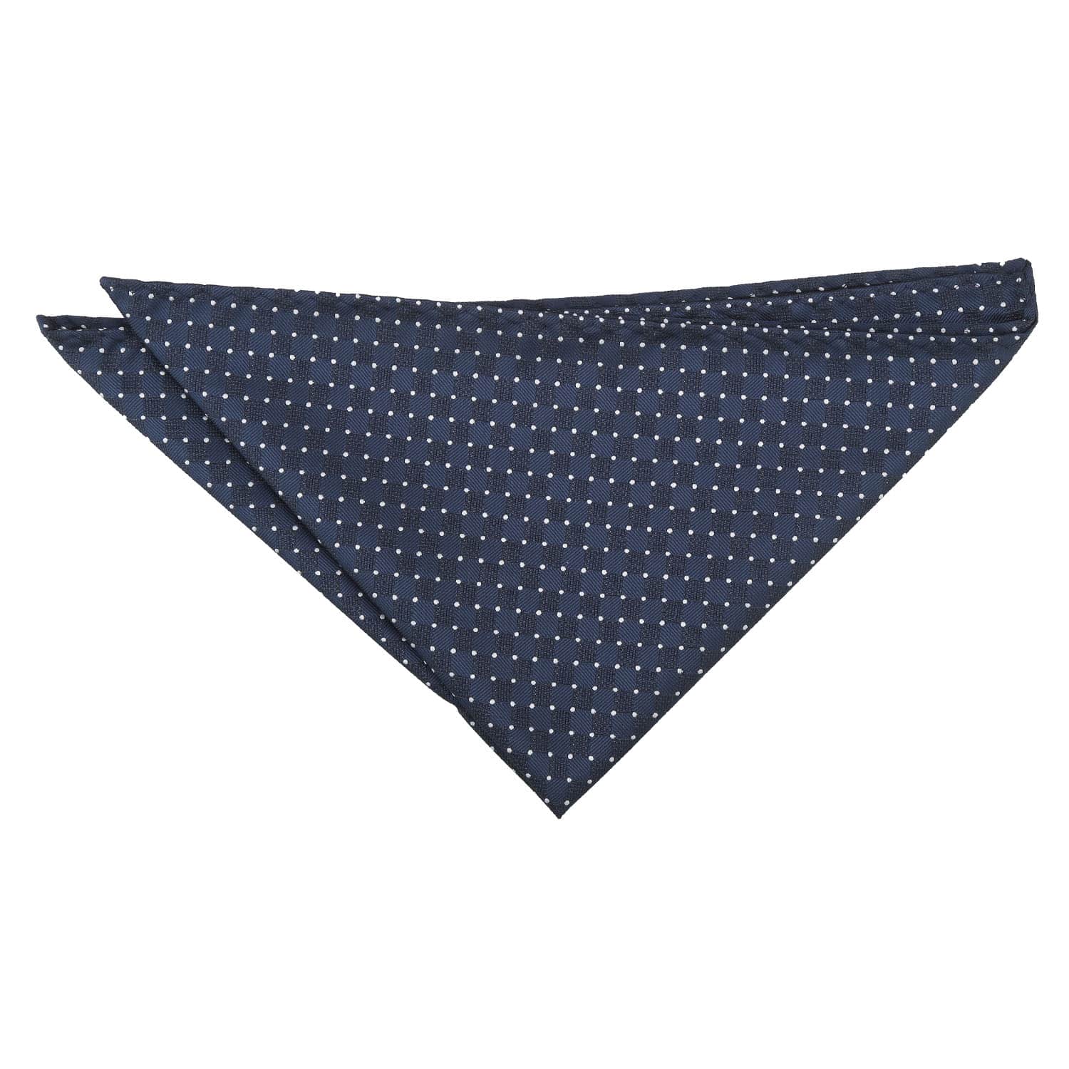 Navy and White Geometric Pin Dot Pocket Square