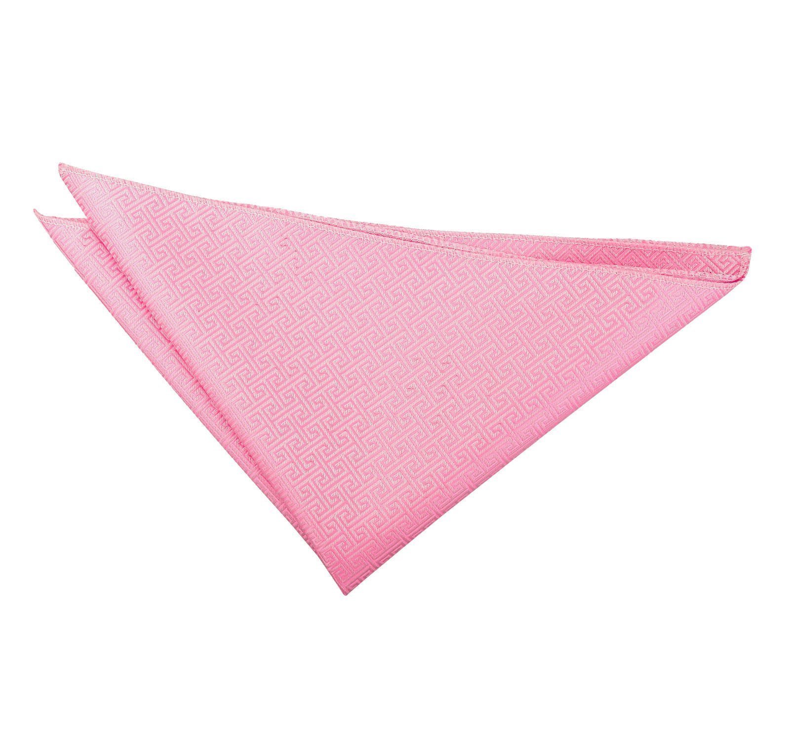 DQT Woven Greek Key Patterned Baby Pink Handkerchief Hanky Pocket Square 