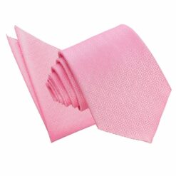 Baby Pink Greek Key Tie and Pocket Square Set