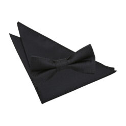 Black Greek Key Bow Tie and Pocket Square Set