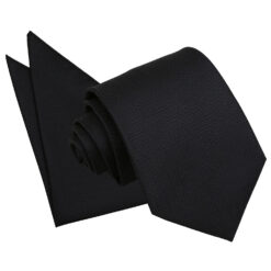 Black Greek Key Tie and Pocket Square Set