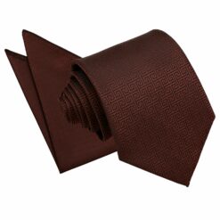 Burgundy Greek Key Tie and Pocket Square Set