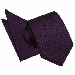 Cadbury Purple Greek Key Tie and Pocket Square Set
