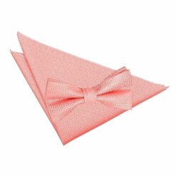 Coral Greek Key Bow Tie and Pocket Square Set