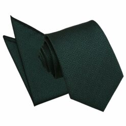 Dark Green Greek Key Tie and Pocket Square Set