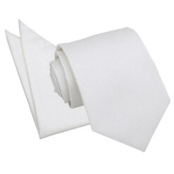 Ivory Greek Key Tie and Pocket Square Set