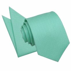 Mint Green Greek Key Tie and Pocket Square Set