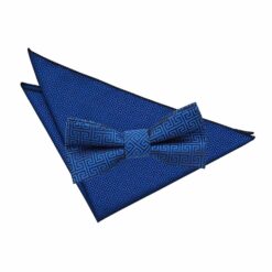 Royal Blue Greek Key Bow Tie and Pocket Square Set Royal Blue Greek Key Bow Tie and Pocket Square Set