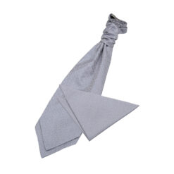 Silver Greek Key Wedding Cravat and Pocket Square Set