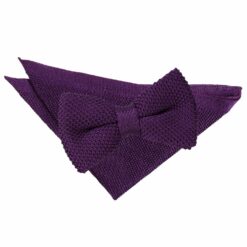 Cadbury Purple Knitted Bow Tie and Pocket Square Set Cadbury Purple Knitted Bow Tie and Pocket Square Set