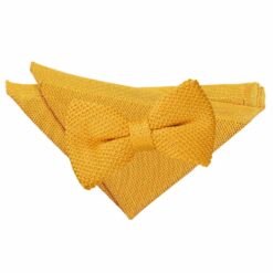 Tangerine Knitted Bow Tie and Pocket Square Set Tangerine Knitted Bow Tie and Pocket Square Set