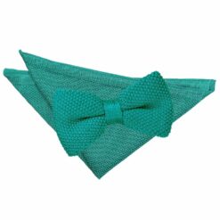 Teal Knitted Bow Tie and Pocket Square Set Teal Knitted Bow Tie and Pocket Square Set