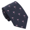Navy Blue Flamingo Bird Embroidered Tie