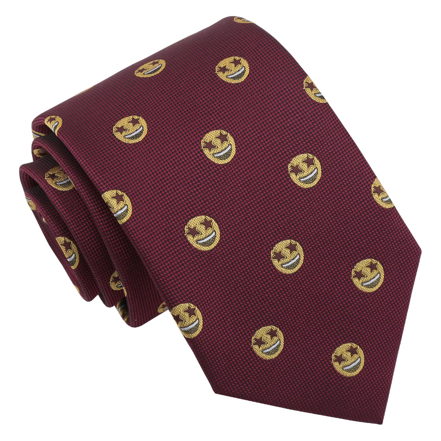 Burgundy Star Eyes Emoji Tie