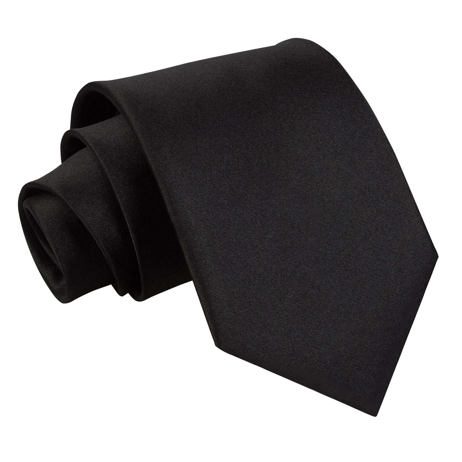 Men's Plain Black Satin Extra Long Tie