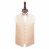 Champagne Solid Check Wedding Waistcoat and Tie Set