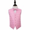 Baby Pink Paisley Wedding Waistcoat and Bow Tie Set for Boys