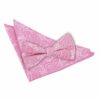 Baby Pink Paisley Bow Tie and Pocket Square Set