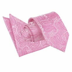 Baby Pink Paisley Tie and Pocket Square Set Baby Pink Paisley Tie and Pocket Square Set