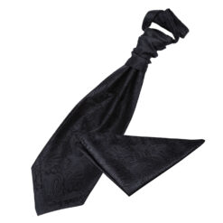 Black Paisley Wedding Cravat and Pocket Square Set