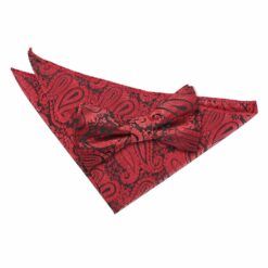 Black and Red Paisley Bow Tie and Pocket Square Set