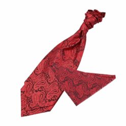 Black and Red Paisley Wedding Cravat and Pocket Square Set Black and Red Paisley Wedding Cravat and Pocket Square Set