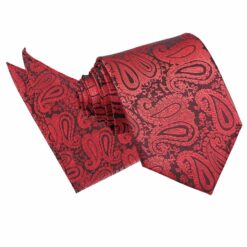 Black and Red Paisley Tie and Pocket Square Set Black and Red Paisley Tie and Pocket Square Set